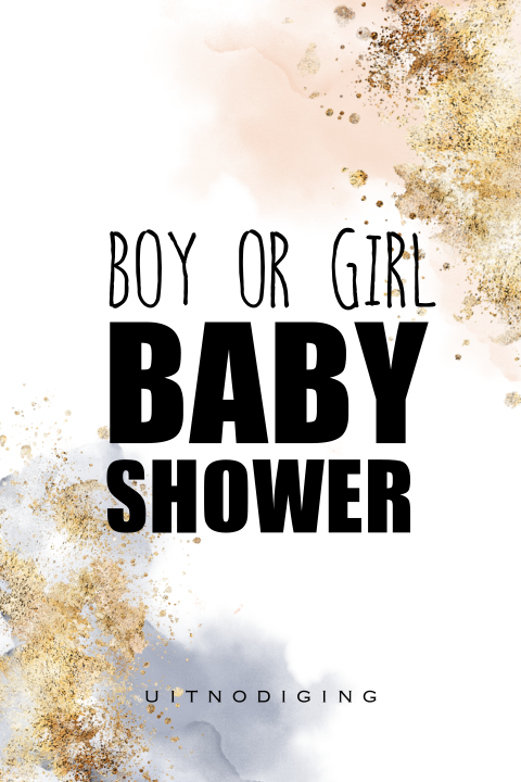 Babyshower uitnodiging watercolor blauw roze