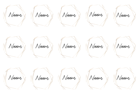 Naamkaartjes zeshoek geometrisch | 15 stuks 8x7 cm