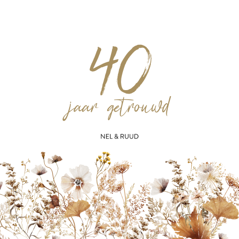 Uitnodiging 40 jaar getrouwd aquarel veld bloemen