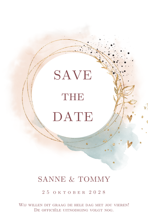 Abstract watercolor art save the date trouwkaart krans