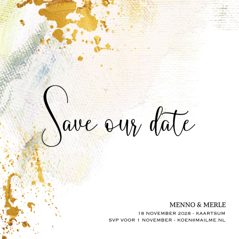 Moderne save our date kaart met olie verf op doek