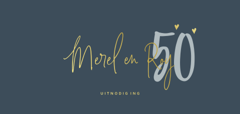 Chique 50 jaar getrouwd donkerblauw met echt goudfolie