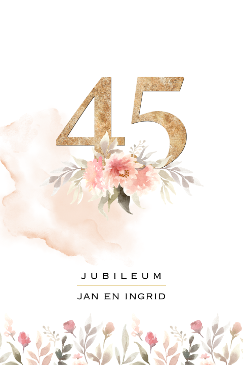 Romantische uitnodiging 45 jaar getrouwd bloemen