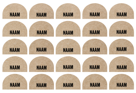 Naamkaartjes half rond kraft look | 25 stuks 8x5 cm