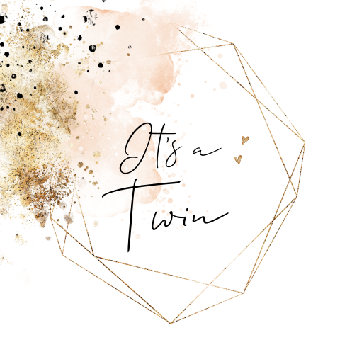Aquarel tweeling meisjes kaart met goud look