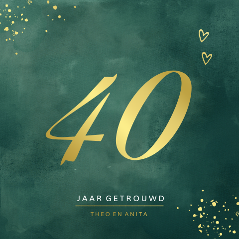40 jaar getrouwd donkergroen watercolor echt goudfolie