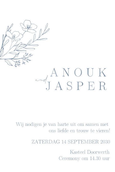 Klassieke trouwkaart met klaproos
