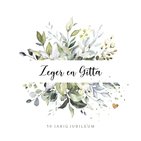 50 huwelijks jubileum eucalyptus goudlook uitnodiging
