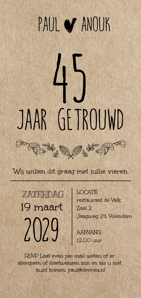 Hippe staande kraft look uitnodiging 45 grafisch zelf maken