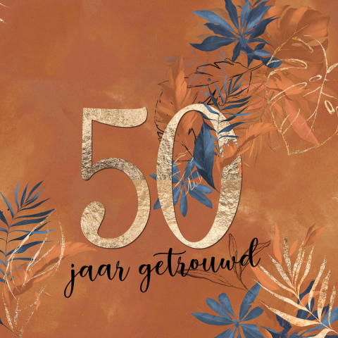 Hippe botanische jubileum 50 uitnodiging oranje