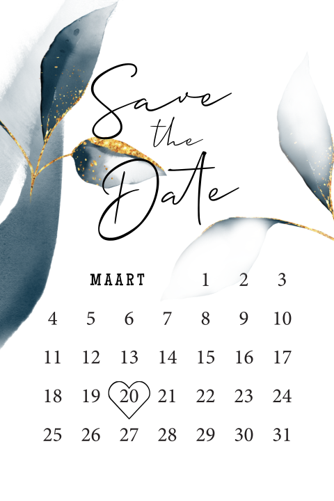 Watercolor art save the date agenda ronde hoekjes