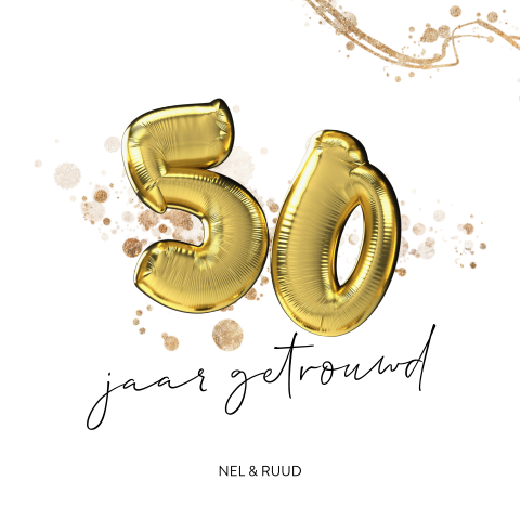 Jubileumkaart 50 goudlook folie ballon
