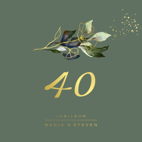 Donkergroen 40 jaar getrouwd blad goudfolie blad