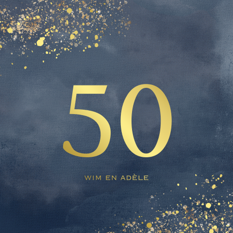 50 jarig huwelijksjubileumkaart donker blauw folie
