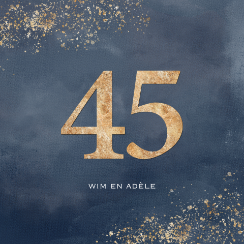 Romantische 45 jarig huwelijksjubileumkaart donker blauw
