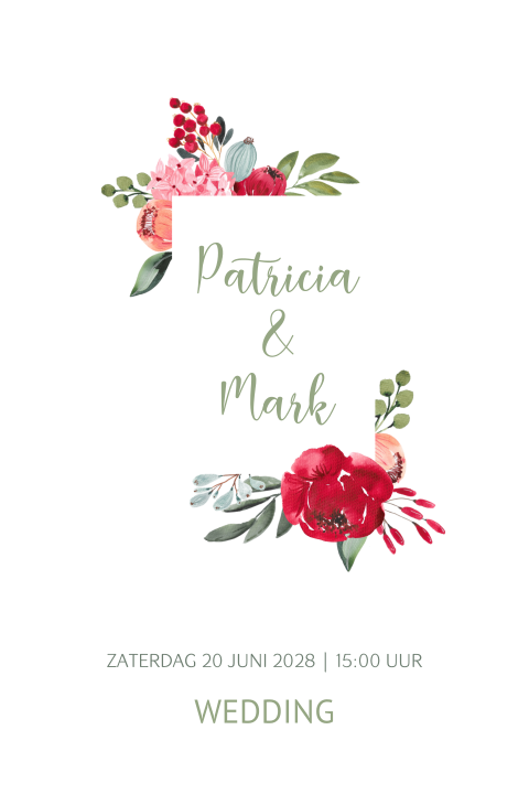 Romantisch floral chic trouwkaart bohemian goud