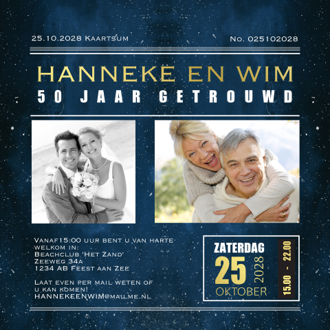 Huwelijksjubileum 50 jaar getrouwd sterrenhemel