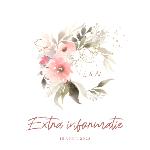 Boho extra informatie bij trouwkaart pastel bloemenkrans