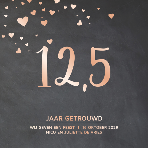 twaaleneenhalf jaar getrouwd uitnodiging met écht foliedruk