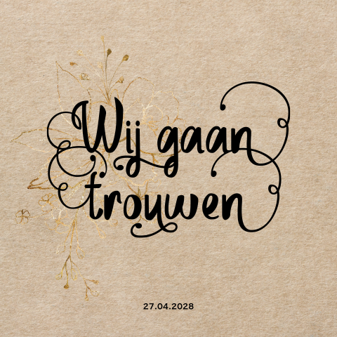 Enkel kraft look trouwkaart handlettering