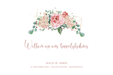 Industrial romance menukaart met rose rozen bloemen