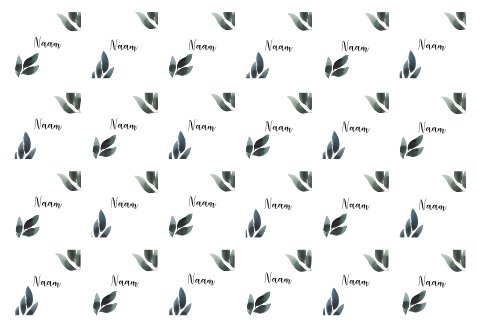 Naamkaartjes blad vierkant - 24 stuks 6x6 cm
