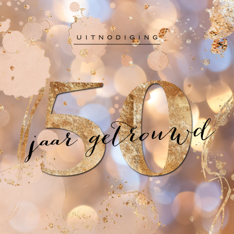 Uitnodiging 50 jubileum roze goud look spetters