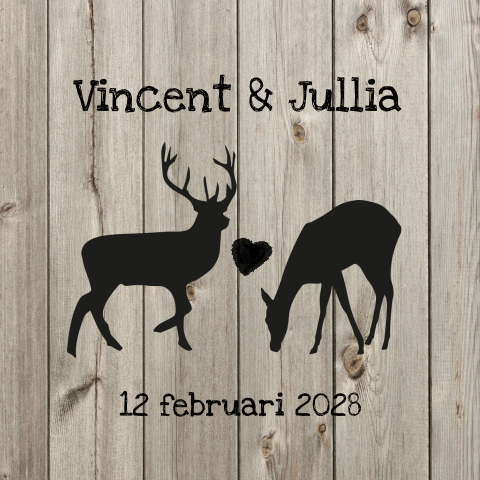 Trouwkaart met hout en hert