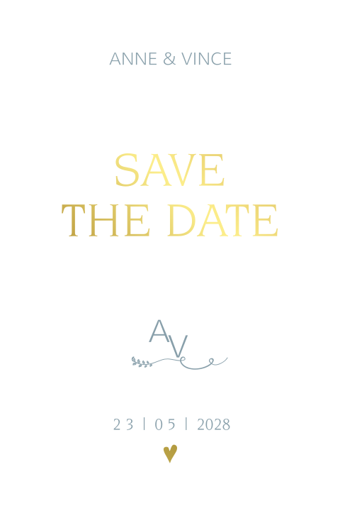 Rustige save the date trouwkaart met écht goudfolie zelf maken