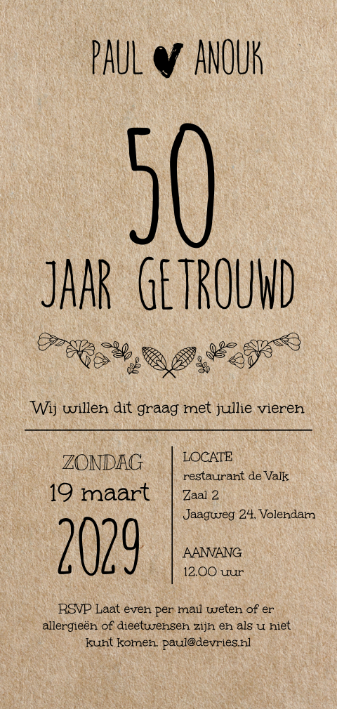 Hippe staande kraft look uitnodiging 50 grafisch zelf maken