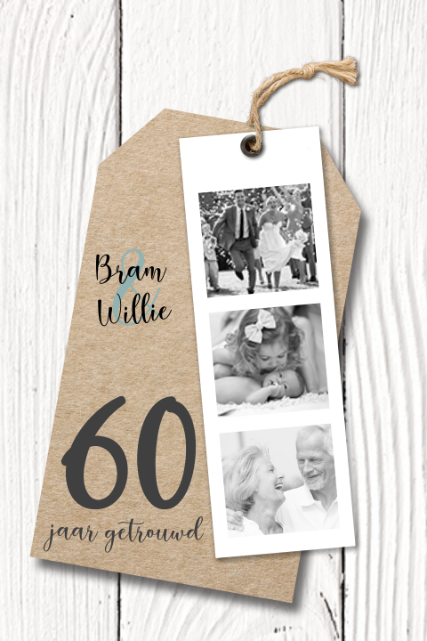 Enkele 60 jaar getrouwd fotostrip en hout look