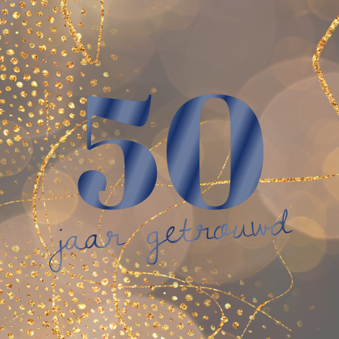 Uitnodiging 50 jubileum goud look spetters abstract