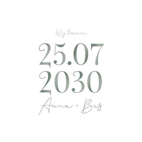 Minimalistische trouwkaart met hoogglansfolie