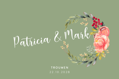Floral chic trouwkaart aquarel bloemen wedding