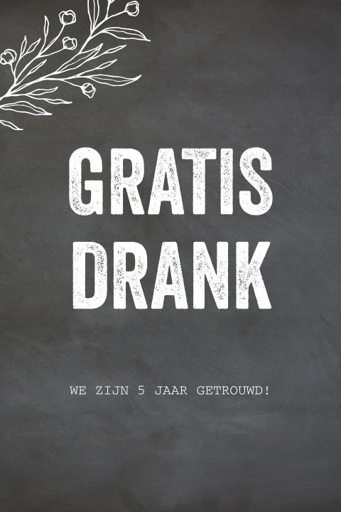 Enkele uitnodiging 5 jaar getrouwd krijtbord