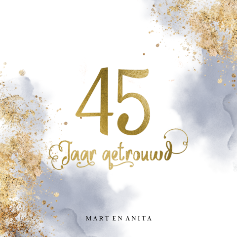 45 jarig huwelijksuitnodiging confetti met handlettering
