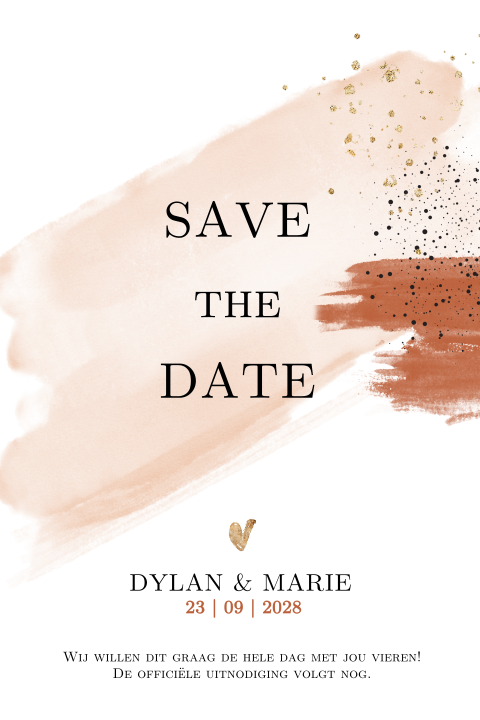 Abstract art save the date trouwkaart watercolor roest