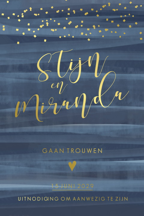 Glamour save the date met écht goud foliedruk