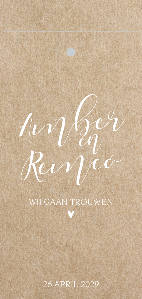 Trouwkaart kraft look 2delen