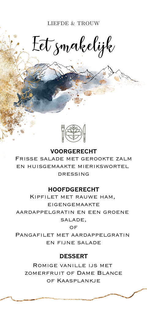 Mountain winter menu en drank kaart trouwen icoon