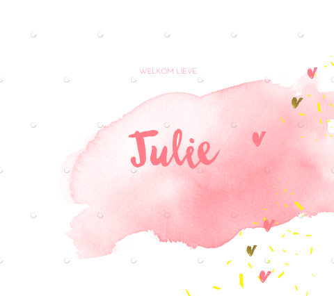 Warm roze dubbel geboortekaartje aquarel meisje