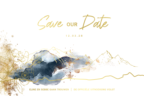 Winter save our date kaart met goudfolie druk
