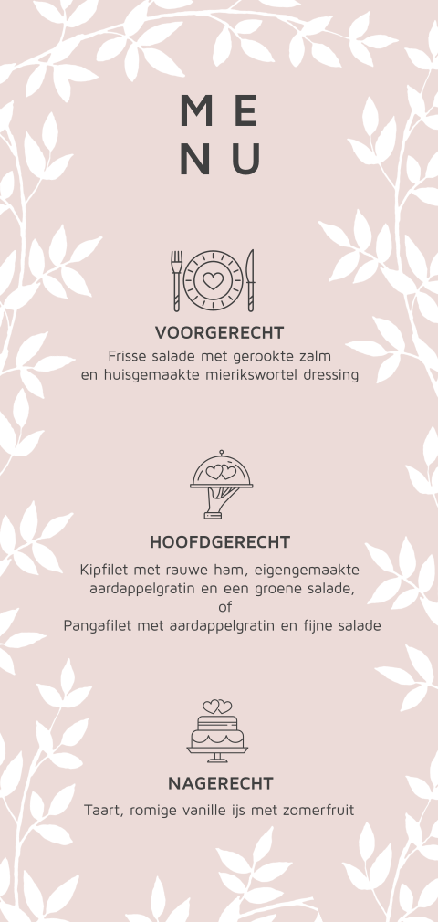 Stijlvolle menukaart huwelijksjubileum met icoontjes
