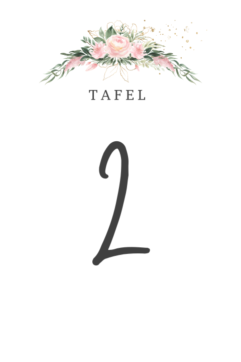 Summer Romance tafel nummer kaart huwelijksfeest roze bloemen