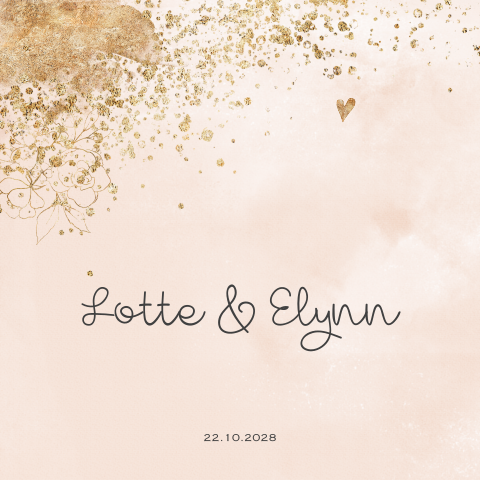 Aquarel tweeling meisjes kaart met goud look