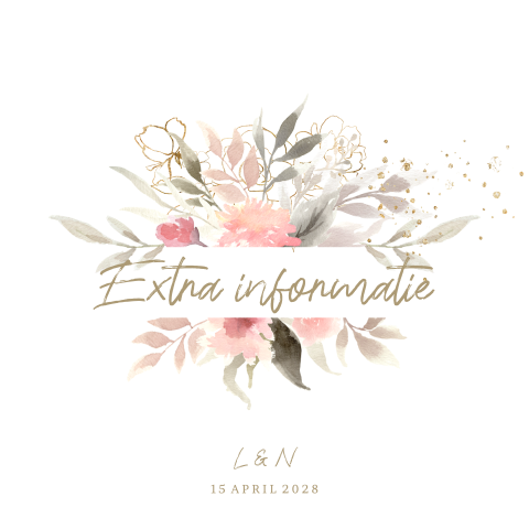 Boho extra informatie bij trouwkaart pastel bloemen