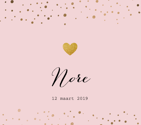 Schattig geboortekaartje meisje met goud gekleurde look