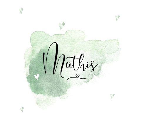 Belgisch vierkant geboortekaartje mint groene watercolor en hartjes