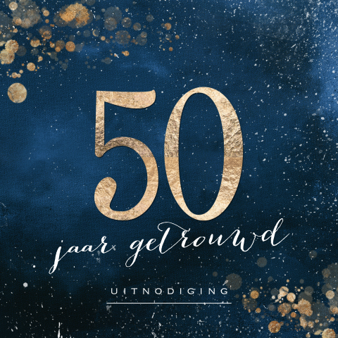 Watercolor uitnodiging jubileum blauw goud look kleur