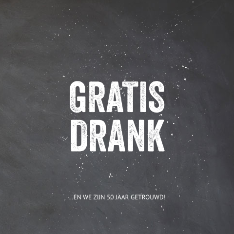 Vierkante uitnodiging 50 jaar getrouwd met krijtbord look